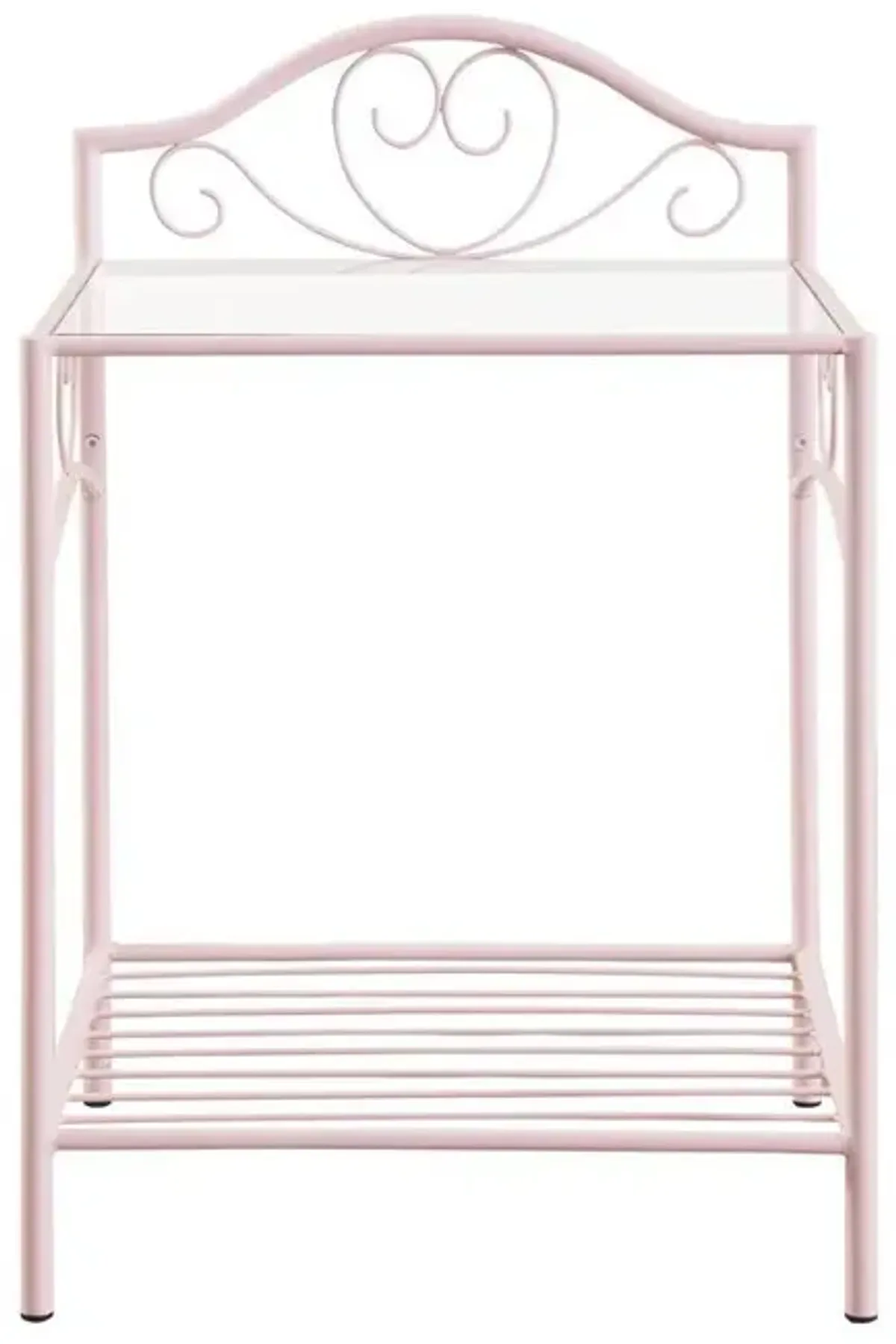 Massi 1-shelf Nightstand with Glass Top Powder Pink