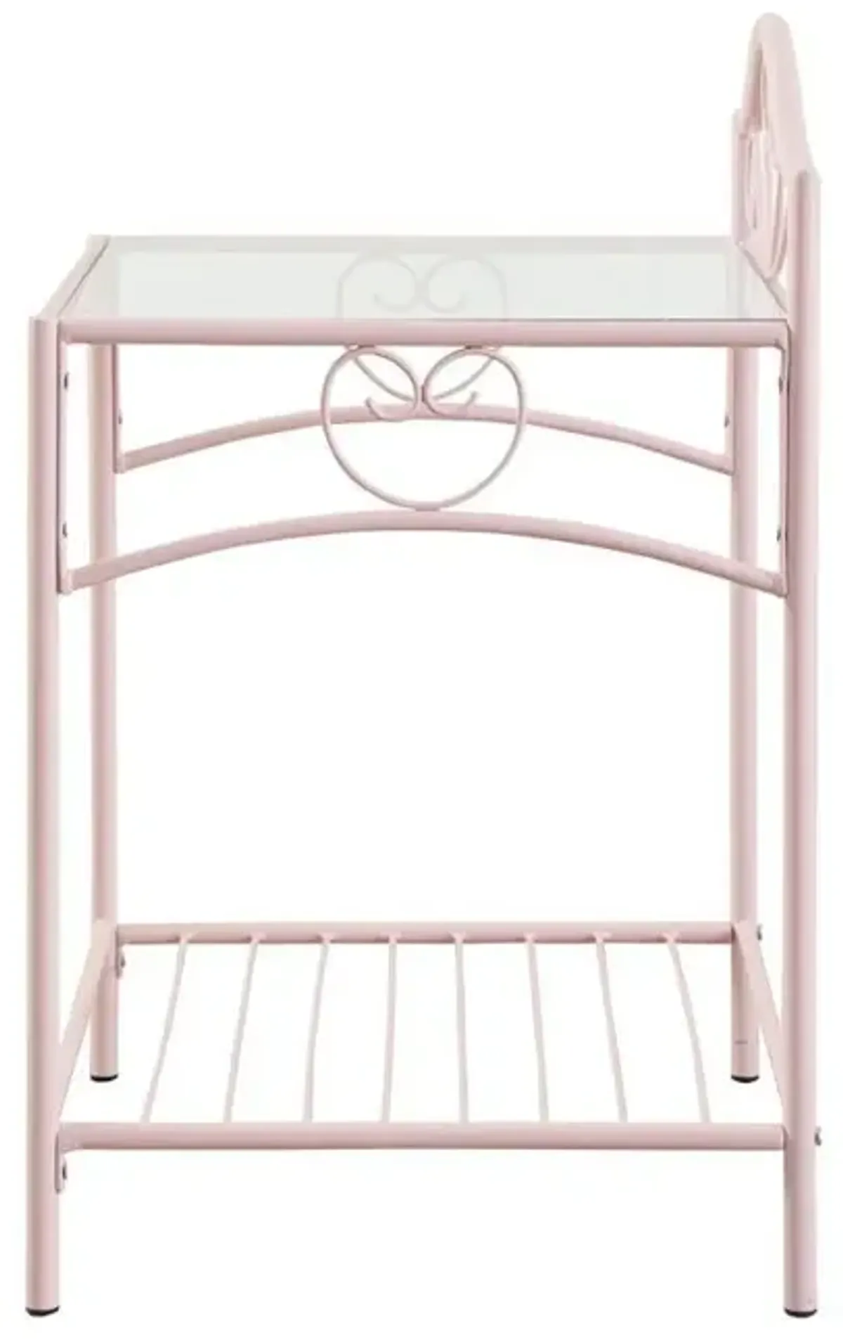 Massi 1-shelf Nightstand with Glass Top Powder Pink