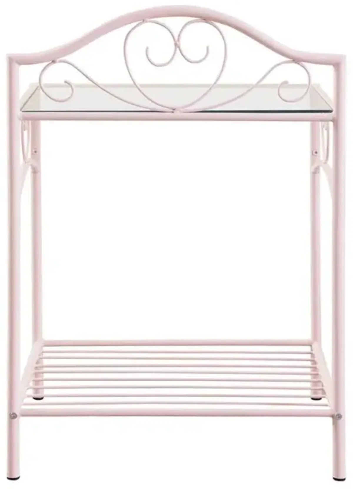 Massi 1-shelf Nightstand with Glass Top Powder Pink