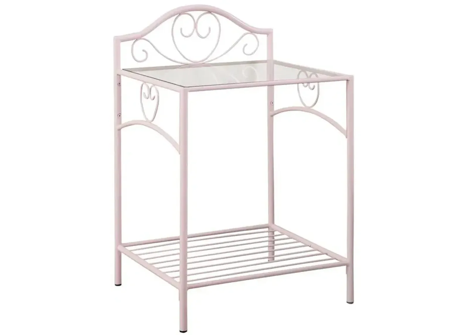 Massi 1-shelf Nightstand with Glass Top Powder Pink