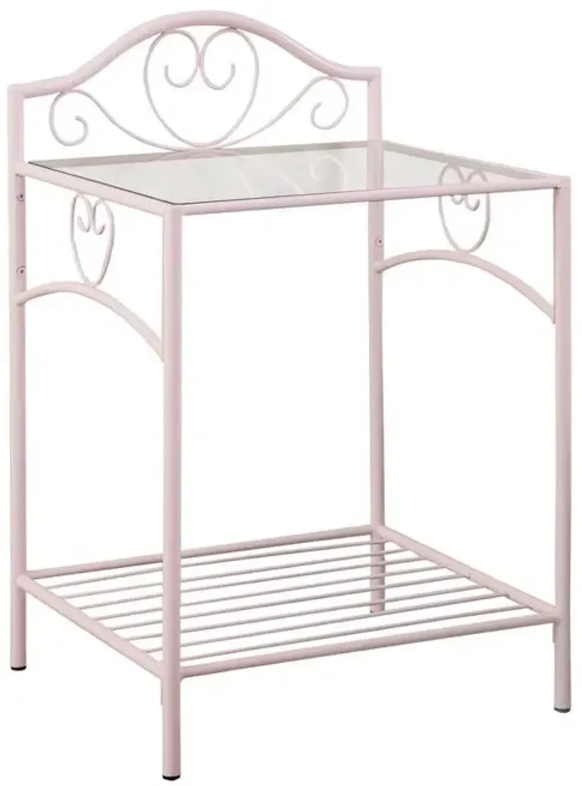 Massi 1-shelf Nightstand with Glass Top Powder Pink