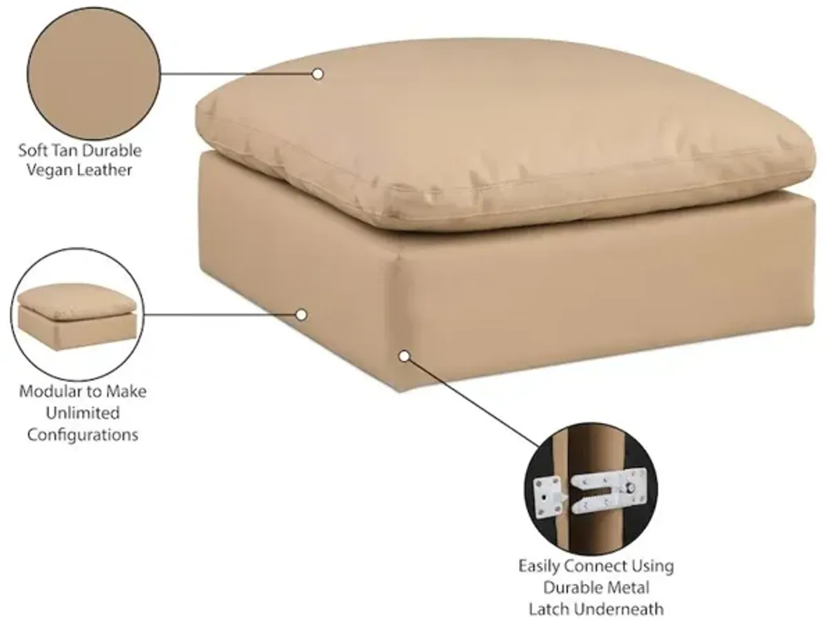 Meridian Furniture Comfy Tan Vegan Leather Modular Ottoman