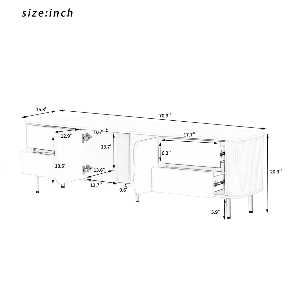 Merax Modern Console Table with 4 Drawers TV Stand