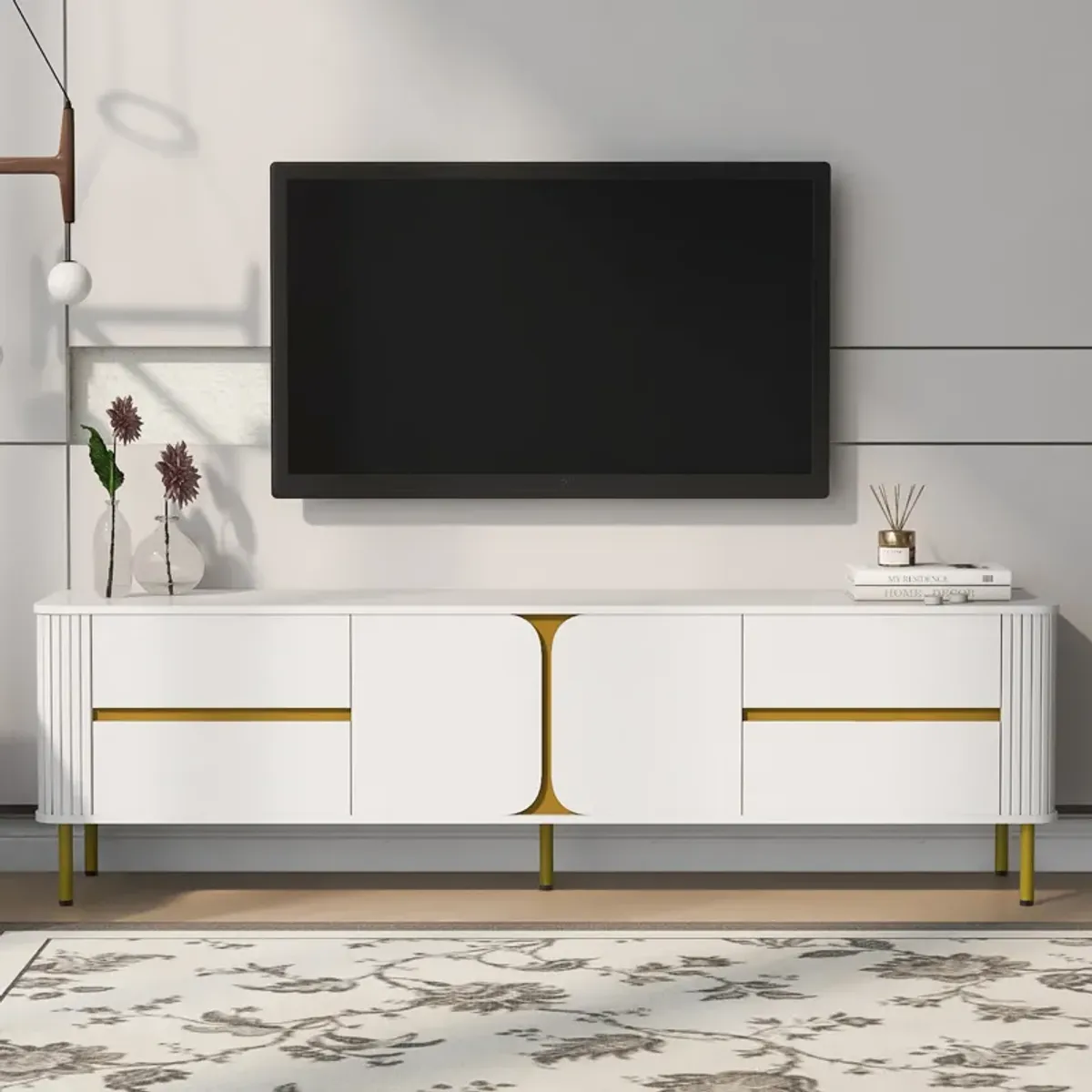 Merax Modern Console Table with 4 Drawers TV Stand