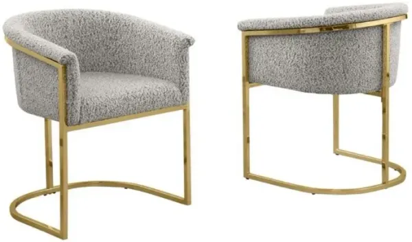 Best Quality teddy Boucle in rich gray side chair - Set of 2