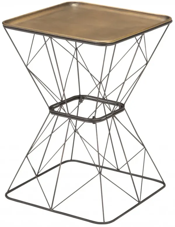 Hivvago 22" Black And Antique Gold Steel Square End Table