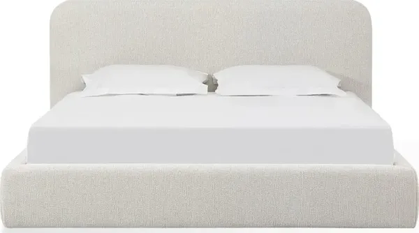 Elora Full-Size Upholstered Platform Bed in Whitewashed Chenille