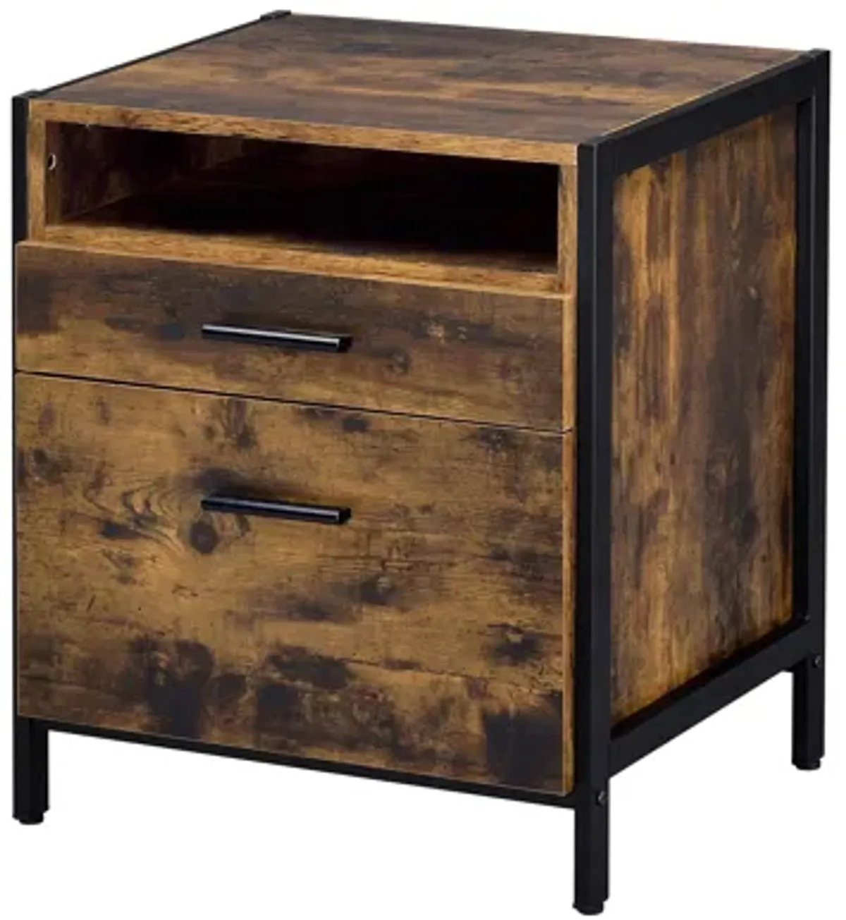 ACME Juvanth Nightstand, Rustic Oak & Black Finish