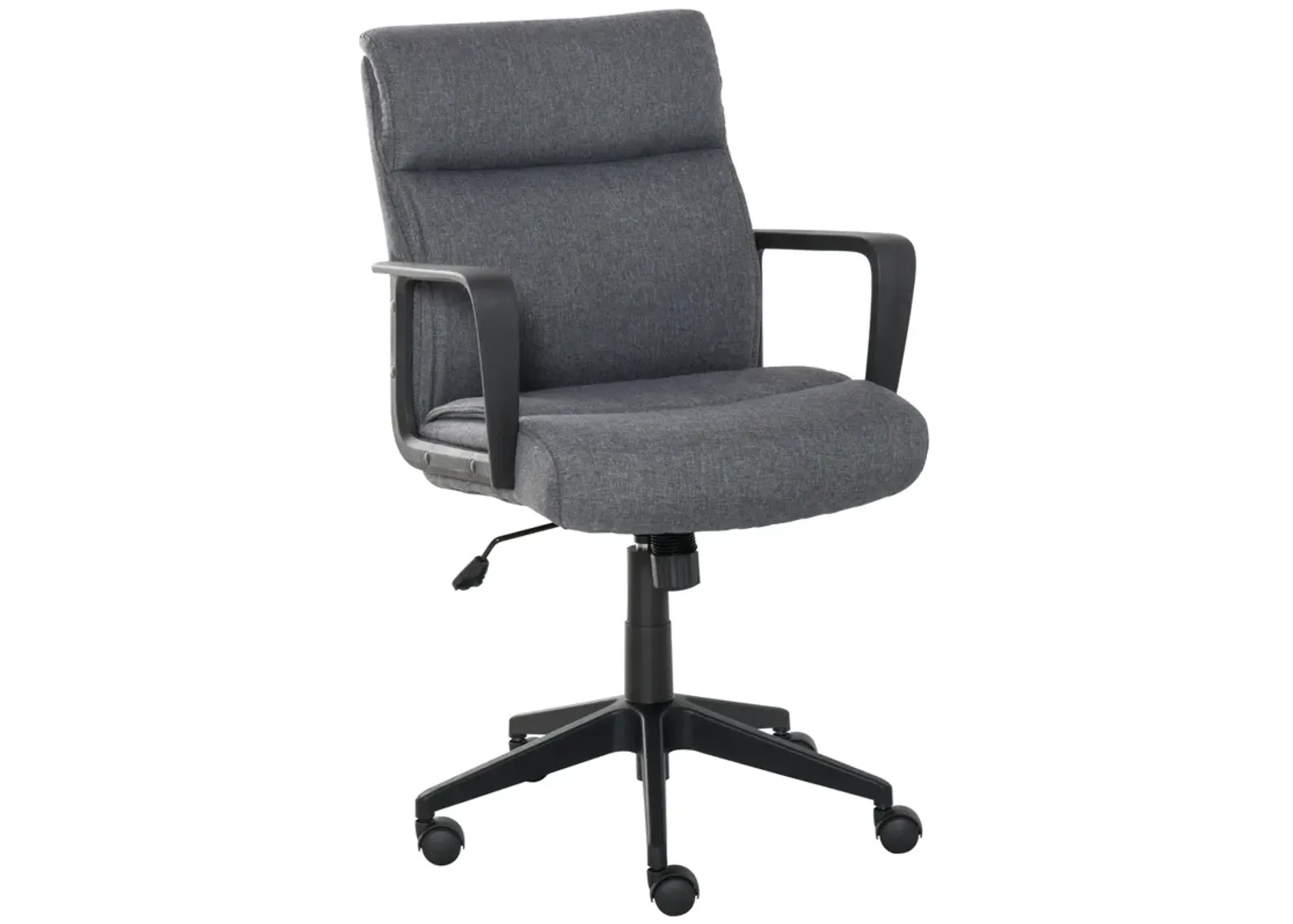 Grey Home Office: Mid Back Linen Swivel Computer Chair