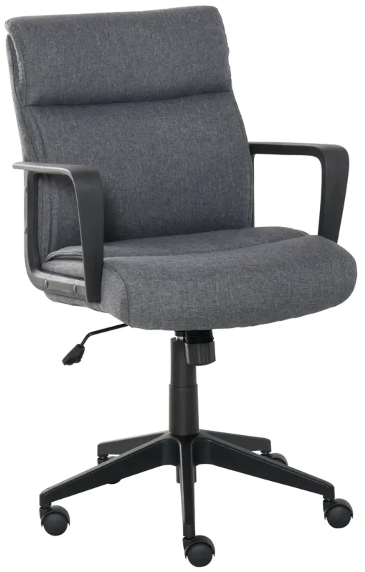 Grey Home Office: Mid Back Linen Swivel Computer Chair