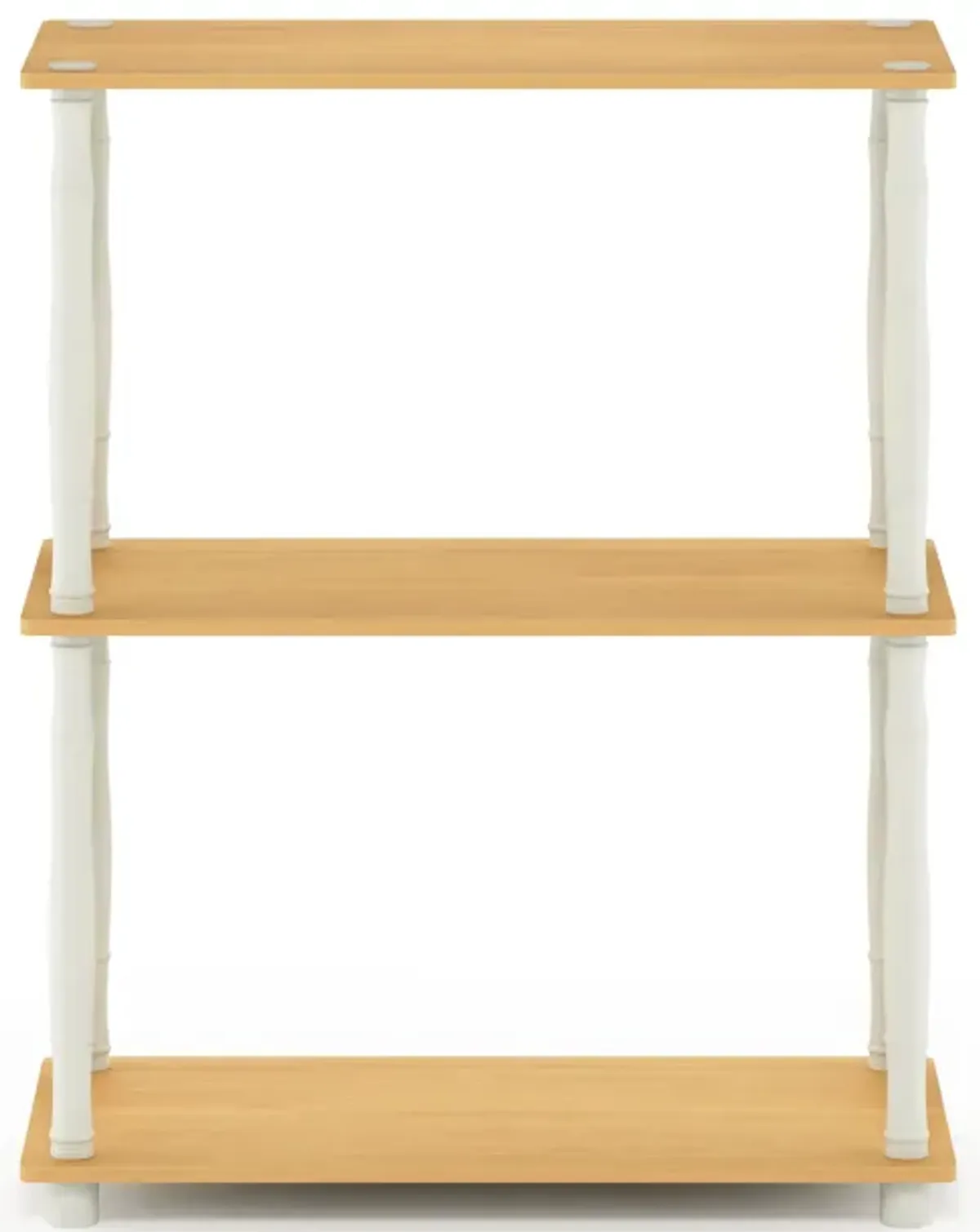 Furinno Turn-N-Tube 3-Tier Compact Multipurpose Shelf Display Rack with Classic Tube, Beech/White