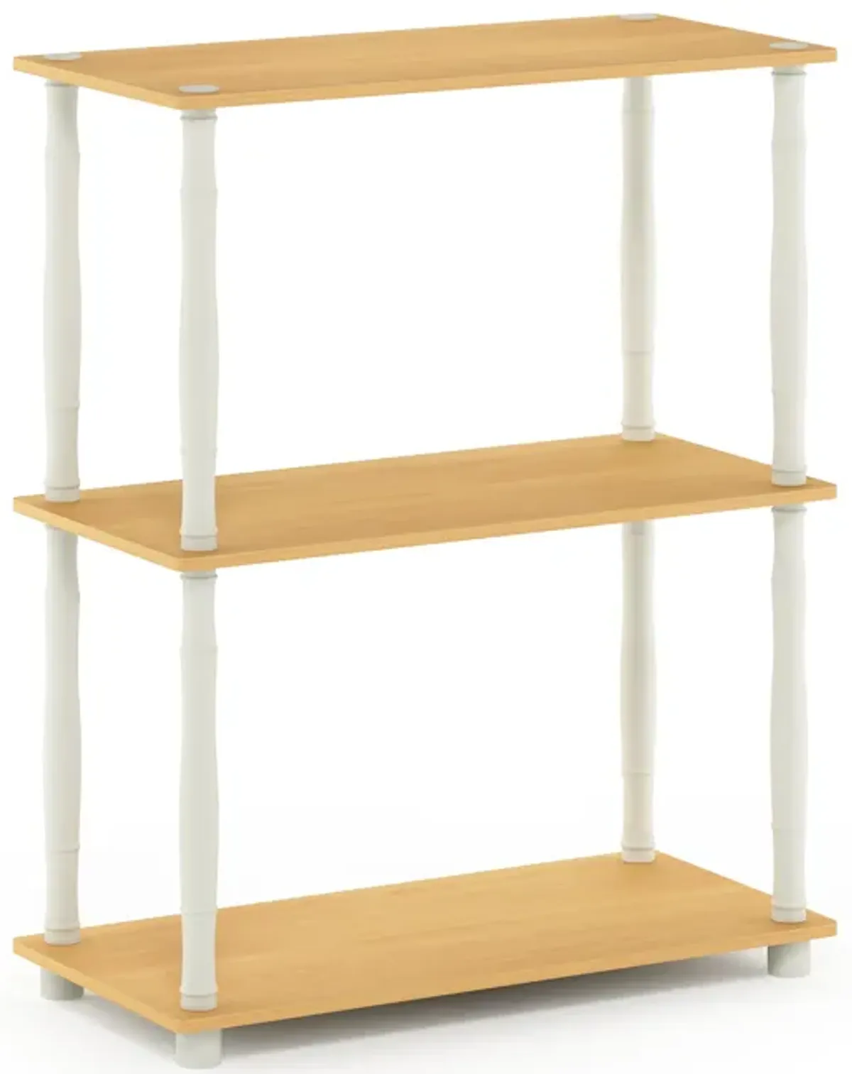 Furinno Turn-N-Tube 3-Tier Compact Multipurpose Shelf Display Rack with Classic Tube, Beech/White