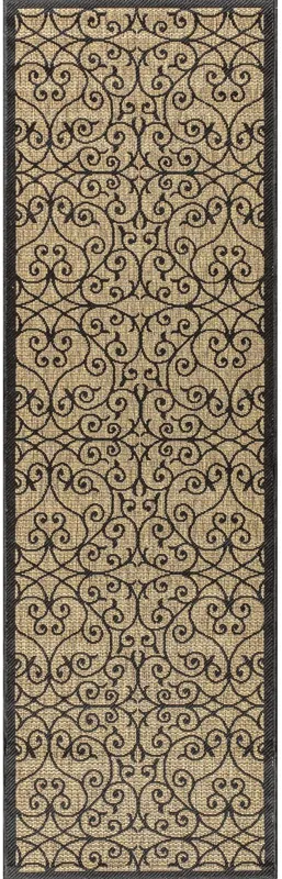 Madrid Vintage Filigree Textured Weave Indoor/Outdoor Runner Rug