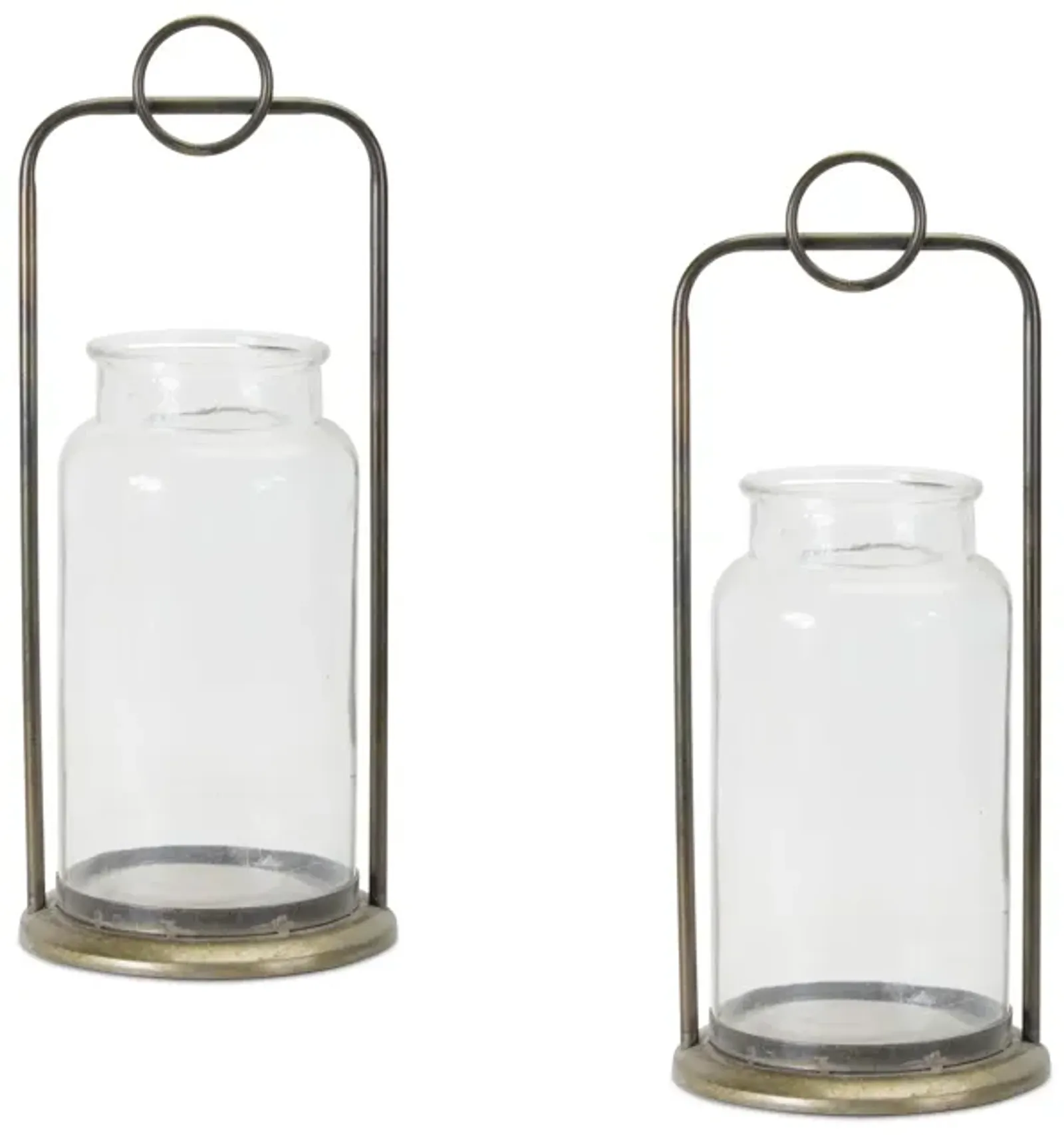 Hivvago Candle Holder (Set of 2) 7.75" x 19.5"H Glass/Iron