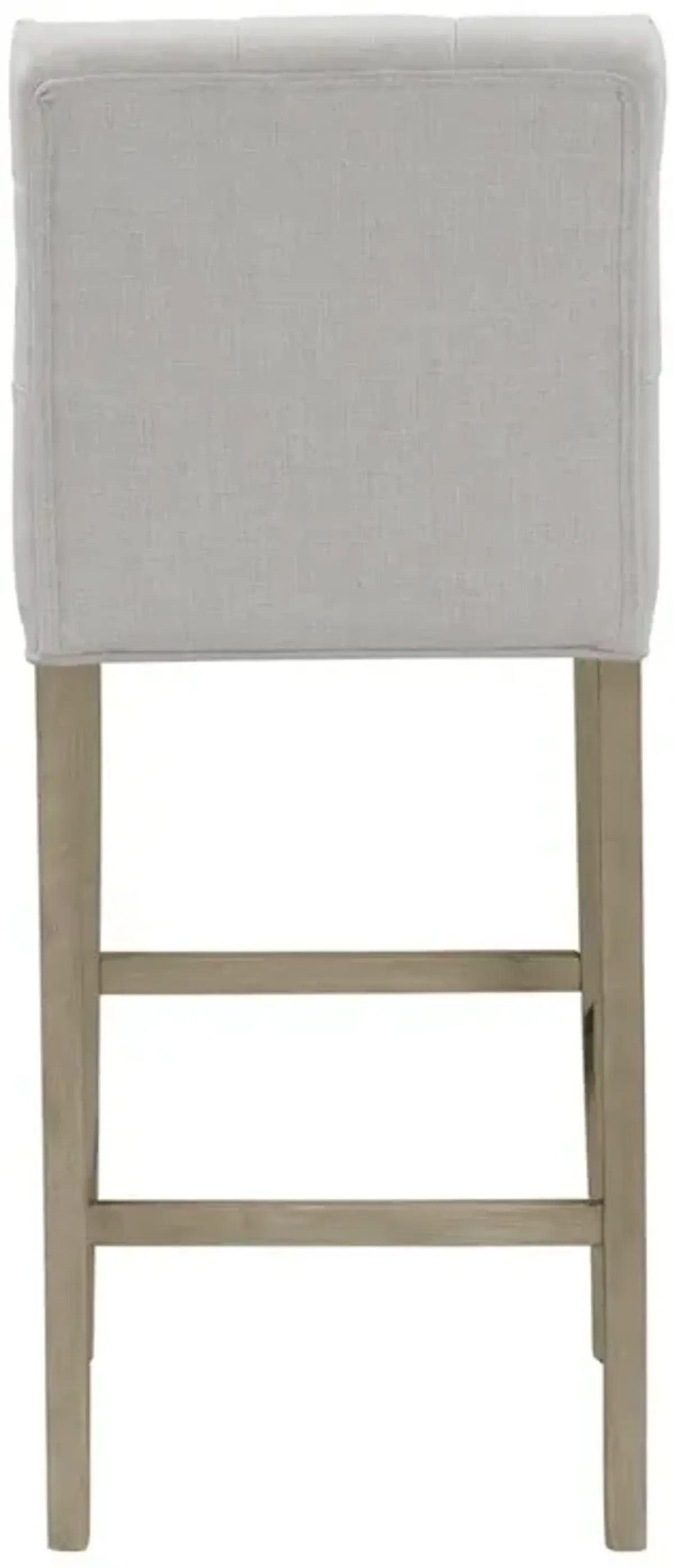 Glamour Home Set of 2 Alee Beige Fabric Bar Stool with Tufted Buttons and Wood Legs