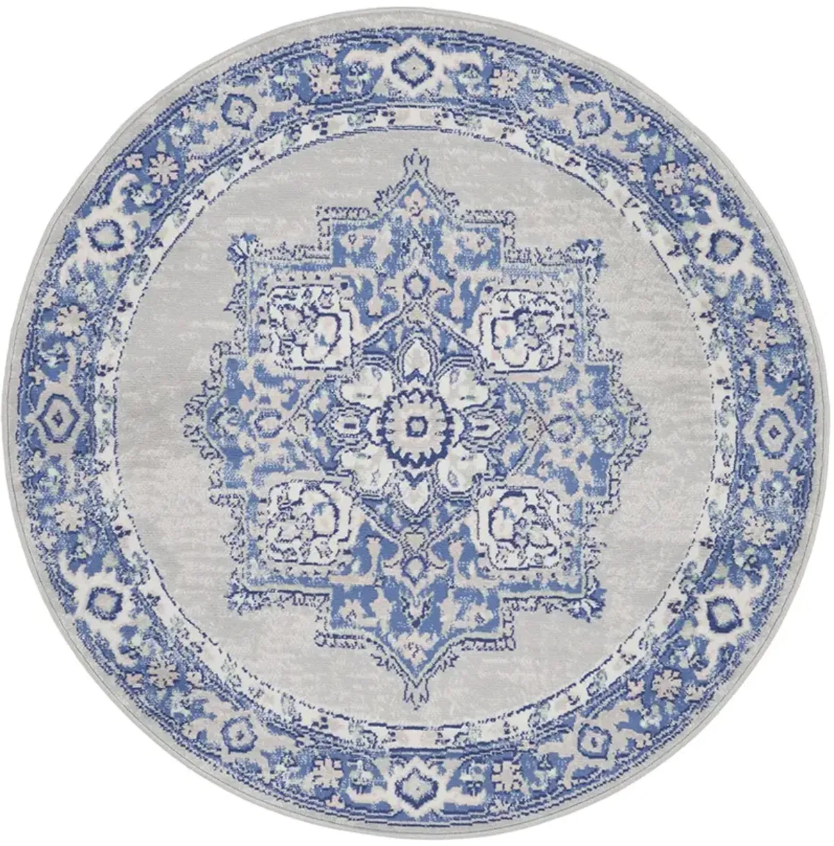Whimsicle WHS03 Gray/Blue 5' x Round Rug