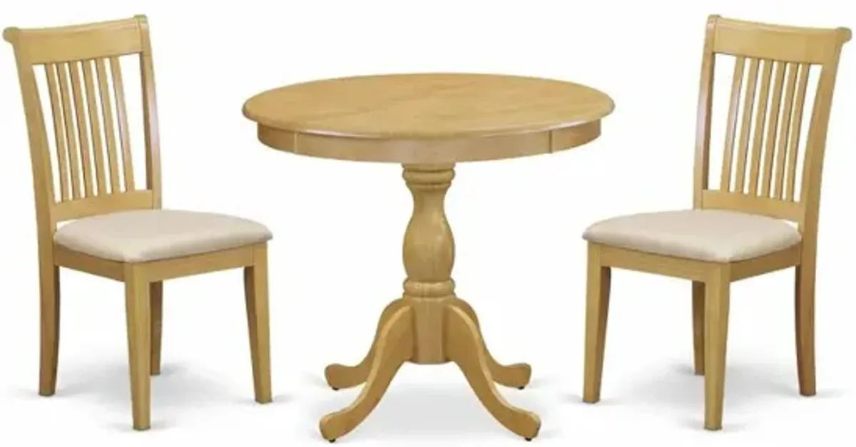 AMPO3-OAK-C 3 Piece Dining Table Set - 1 Modern Dining Table and 2 Oak Dining Room Chair - Oak Finish