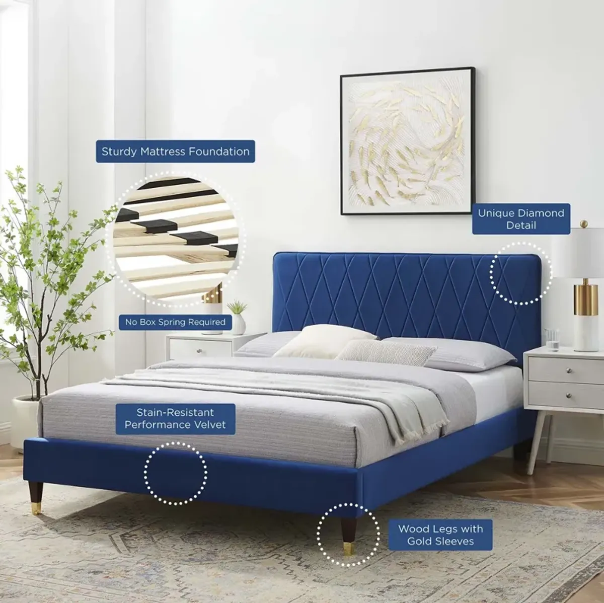 Modway - Phillipa Performance Velvet Full Platform Bed