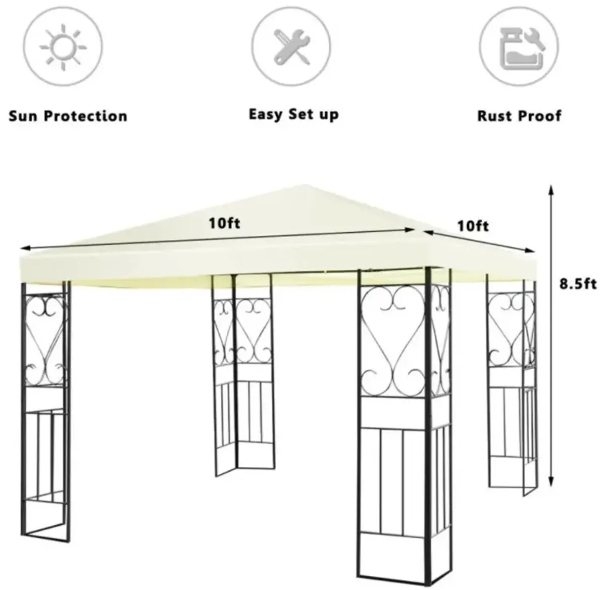 Hivvago 10 x 10 Feet Patio Gazebo Canopy Tent Garden Shelter