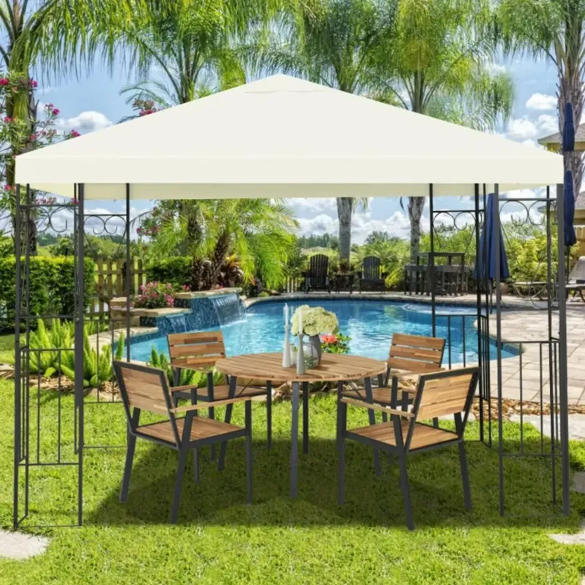 Hivvago 10 x 10 Feet Patio Gazebo Canopy Tent Garden Shelter