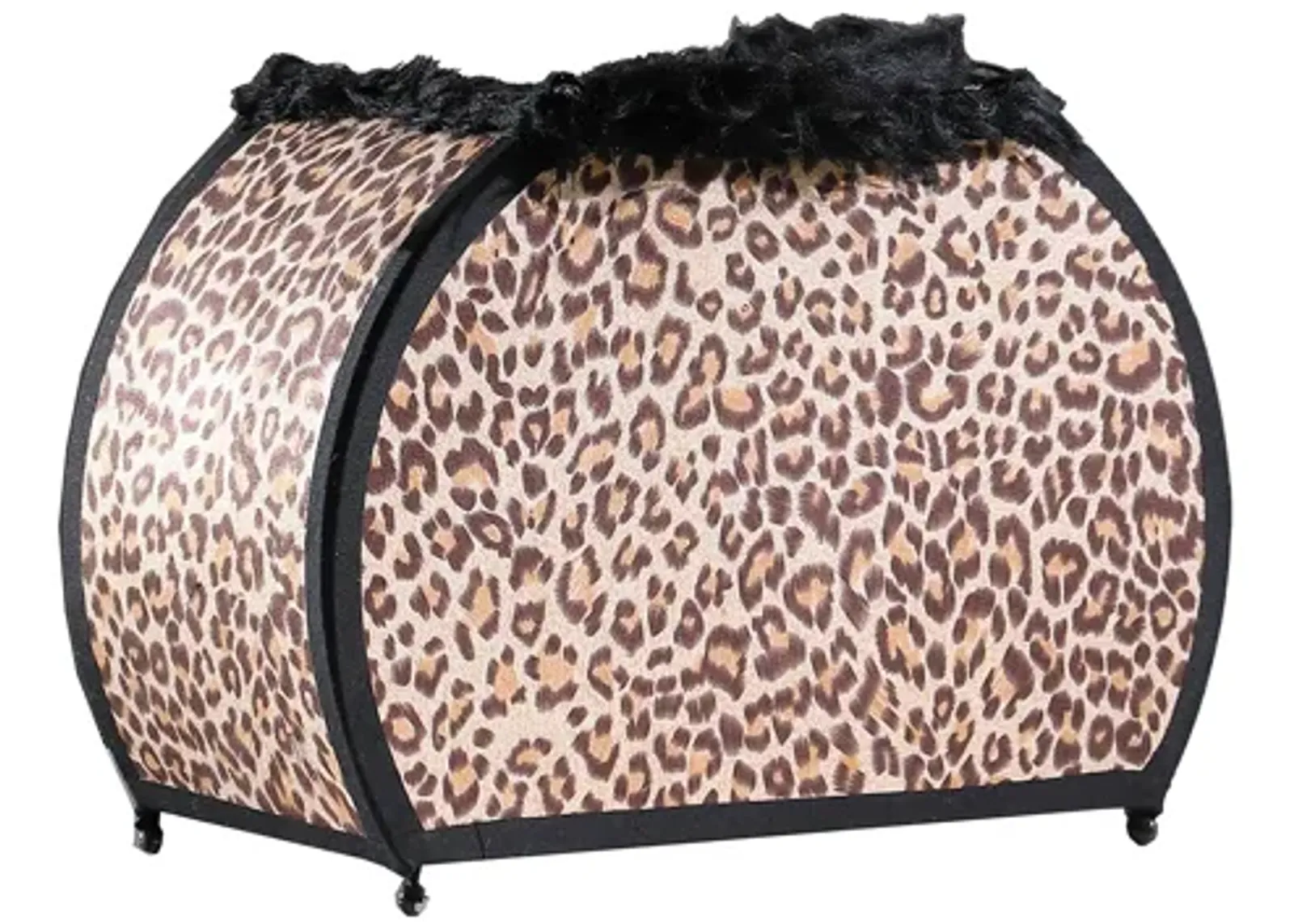 Wigi 12 Inch Accent Lamp, Purse, Cheetah Animal Print, Brown Black Faux Fur - Benzara