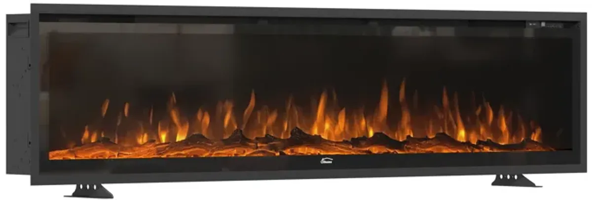 72 in. Recessed Wall-Mounted Freestanding Multifunction Electric Fireplace