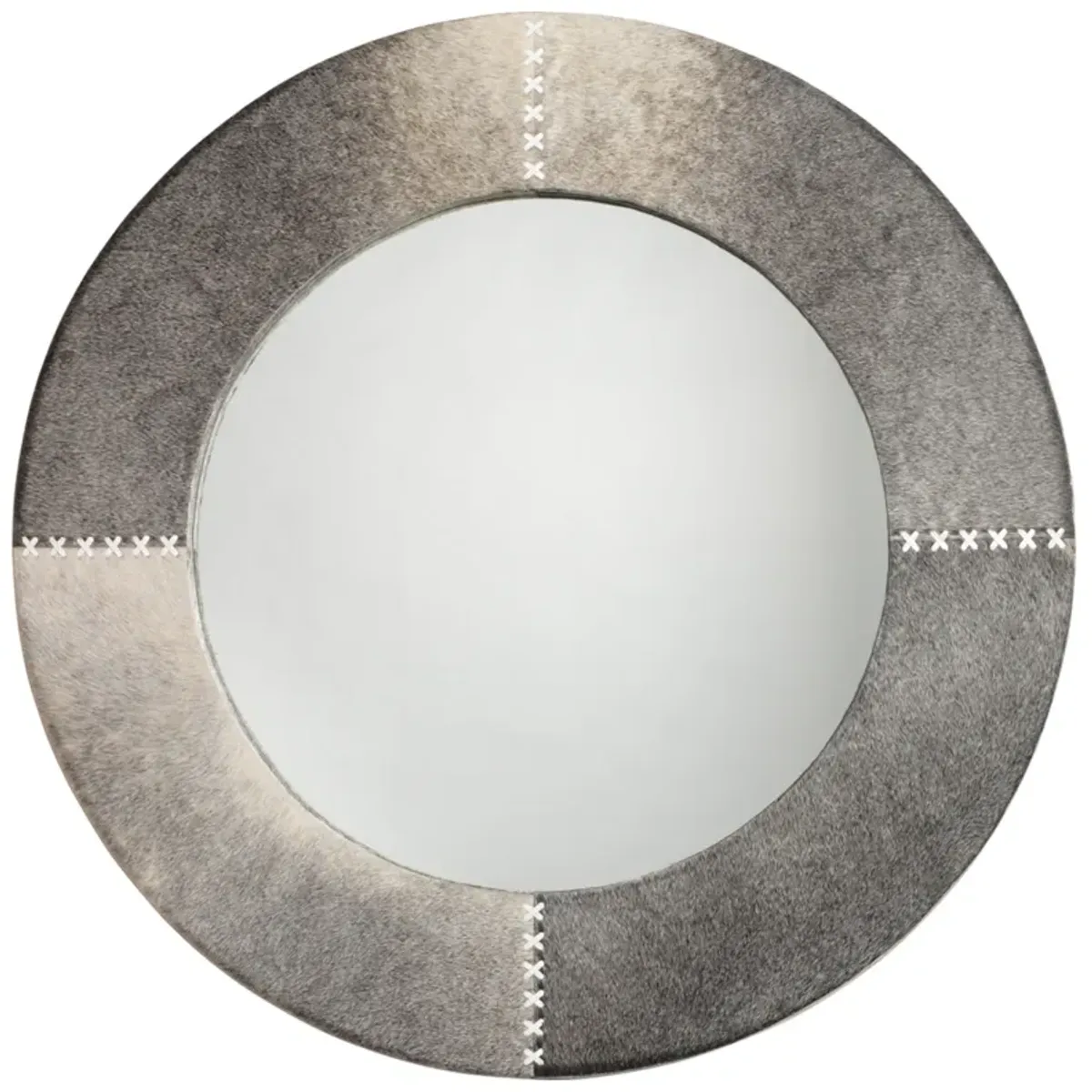 Round Cross Stitch Mirror, Gray Hide