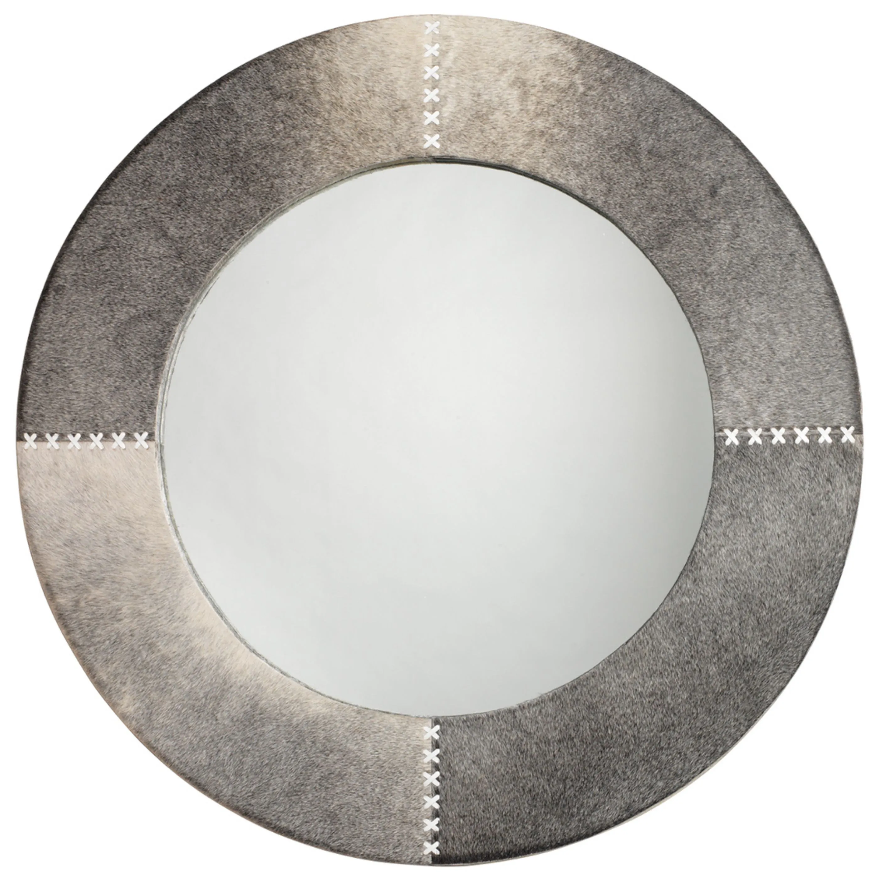 Round Cross Stitch Mirror, Gray Hide