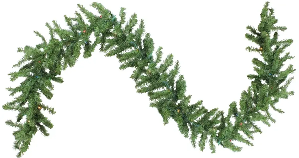 9' x 8" Pre-Lit Canadian Pine Artificial Christmas Garland  Multi Lights