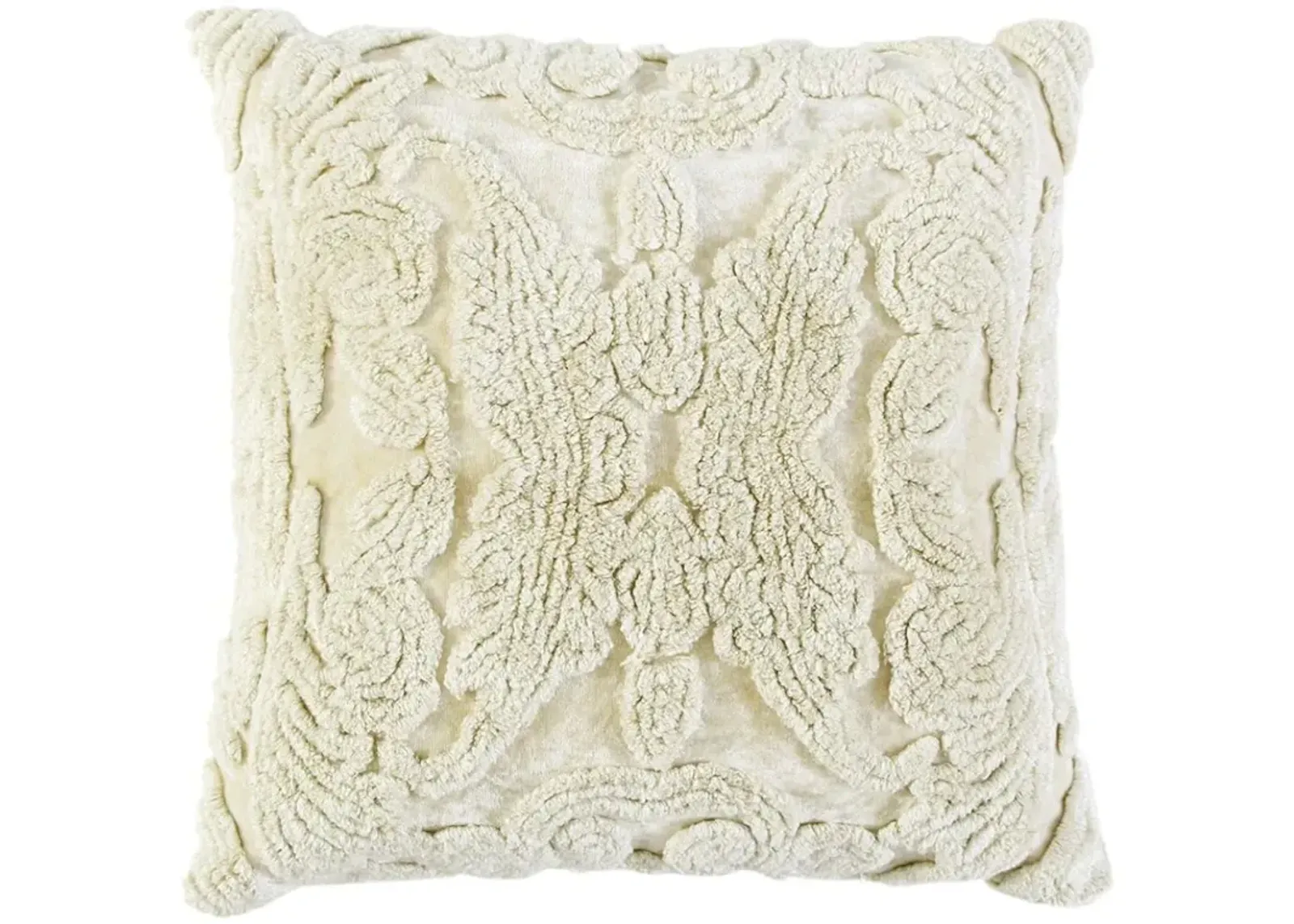 Homezia Ivory Botanical Tufted Pattern Throw Pillow