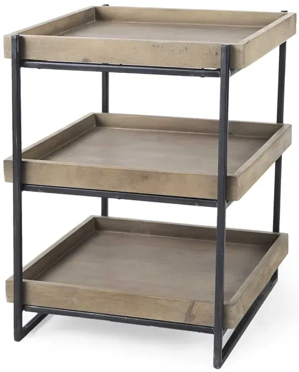 Compact Wood End Table with Two Shelves – Perfect for Books & Décor