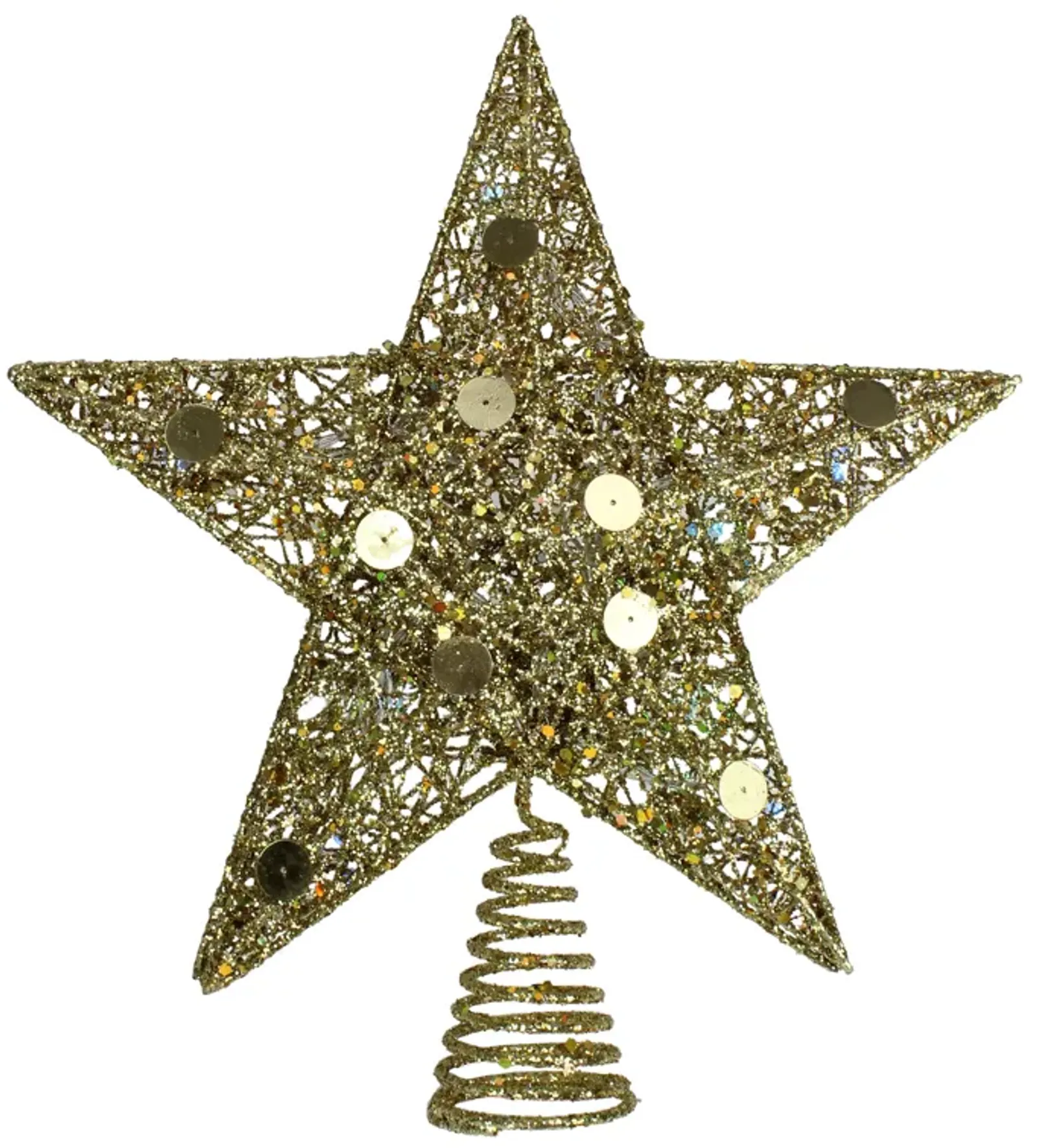 11.5" Pre-Lit Gold Glittered Star Christmas Tree Topper - Multi Color Lights