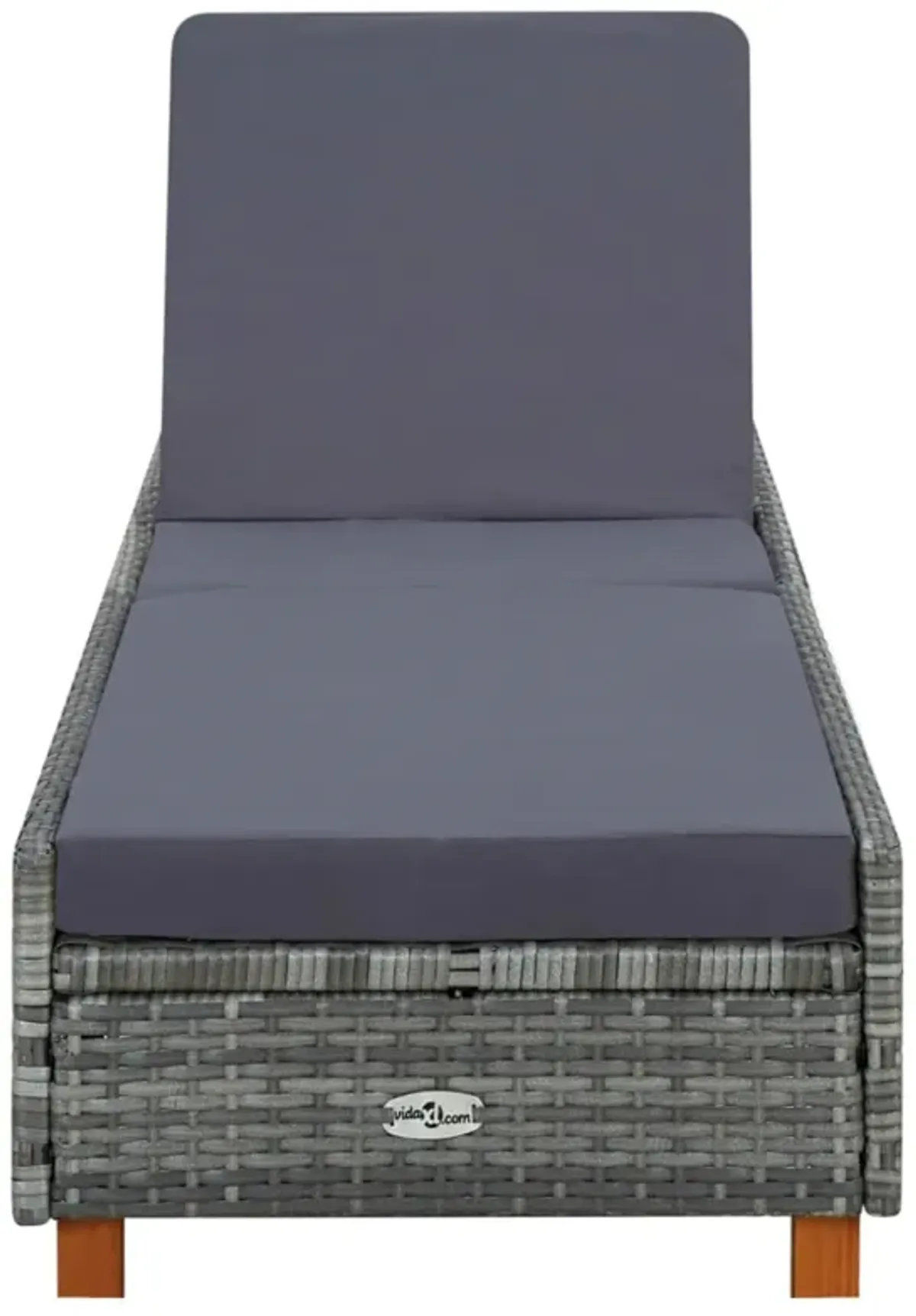 vidaXL Sunbed with Cushion Poly Rattan Gray