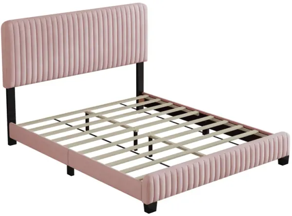 Velvet Pink Queen Bedroom Set with Nightstands