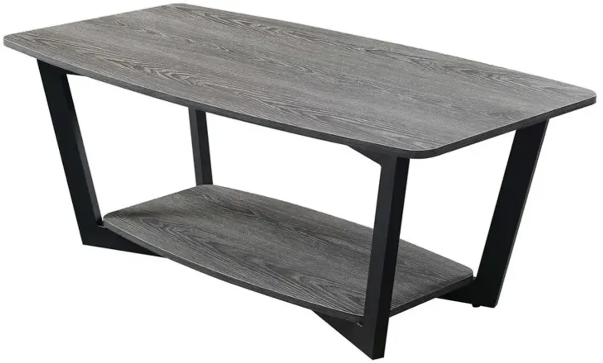 Convenience Concepts Graystone Coffee Table with Shelf, Weathered Gray/Black Frame