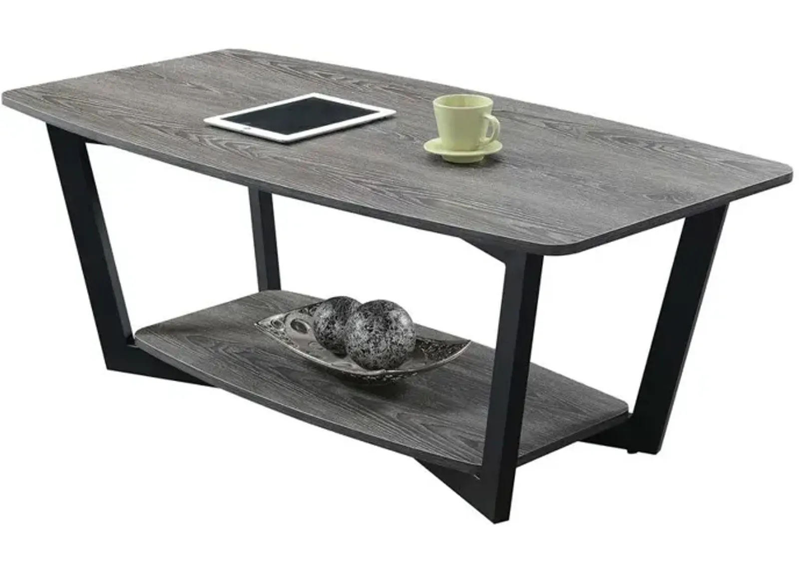 Convenience Concepts Graystone Coffee Table with Shelf, Weathered Gray/Black Frame