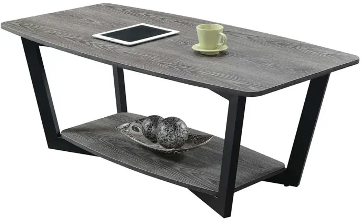 Convenience Concepts Graystone Coffee Table with Shelf, Weathered Gray/Black Frame