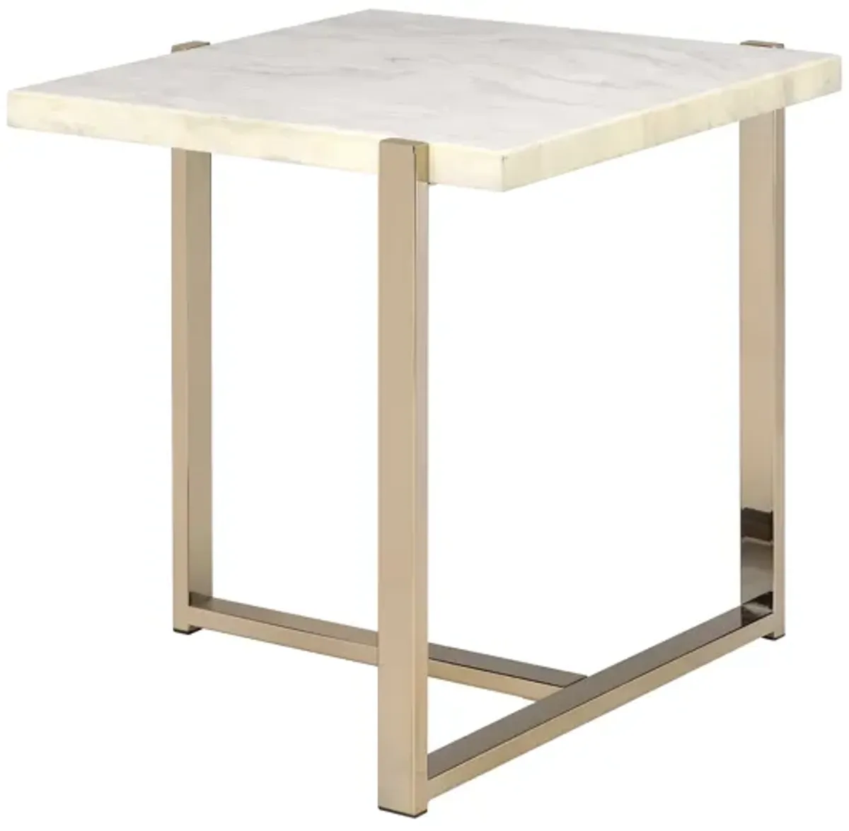 ACME Feit End Table, Faux Marble & Champagne
