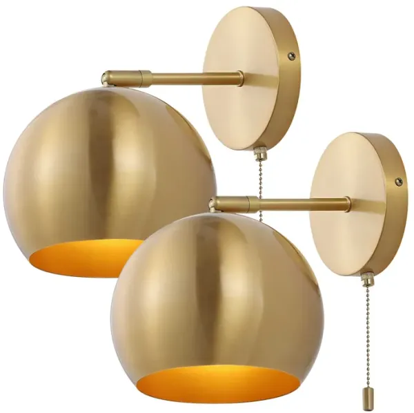 Tierra Modern Midcentury Iron LED Sconce with Pull Chain Switch (Set of 2)