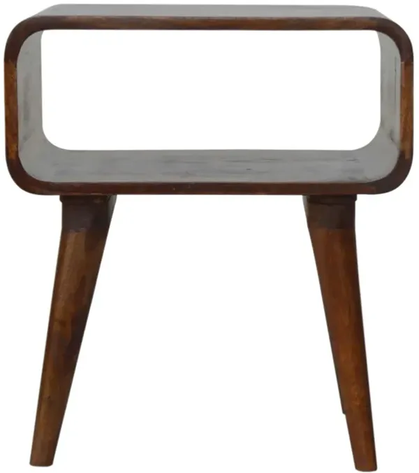 Curved Open Chestnut Solid Wood Nightstand