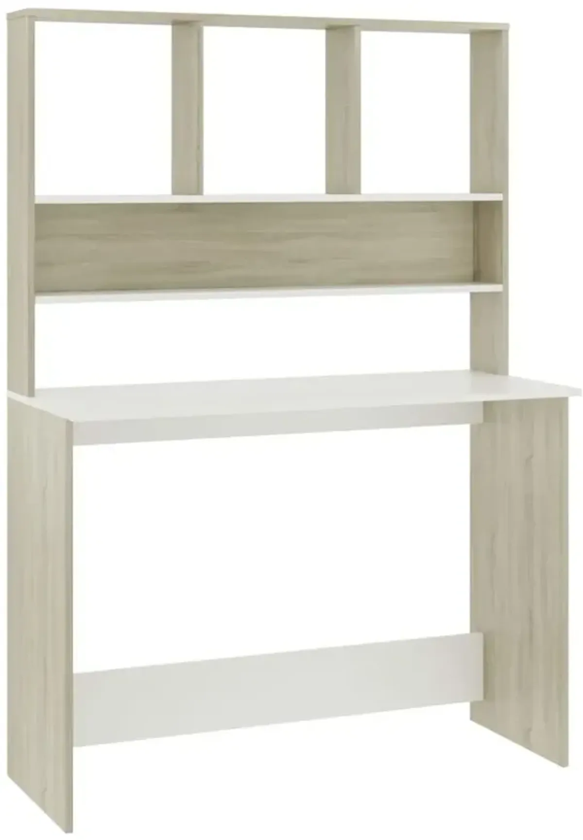 vidaXL Desk with Shelves White and Sonoma Oak 43.3"x17.7"x61.8" Chipboard