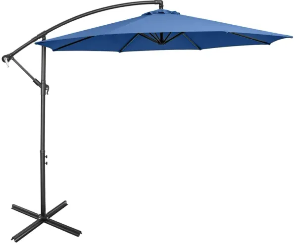Offset Patio Umbrella with 8 Ribs Cantilever Design and Cross Base for Outdoor Shade