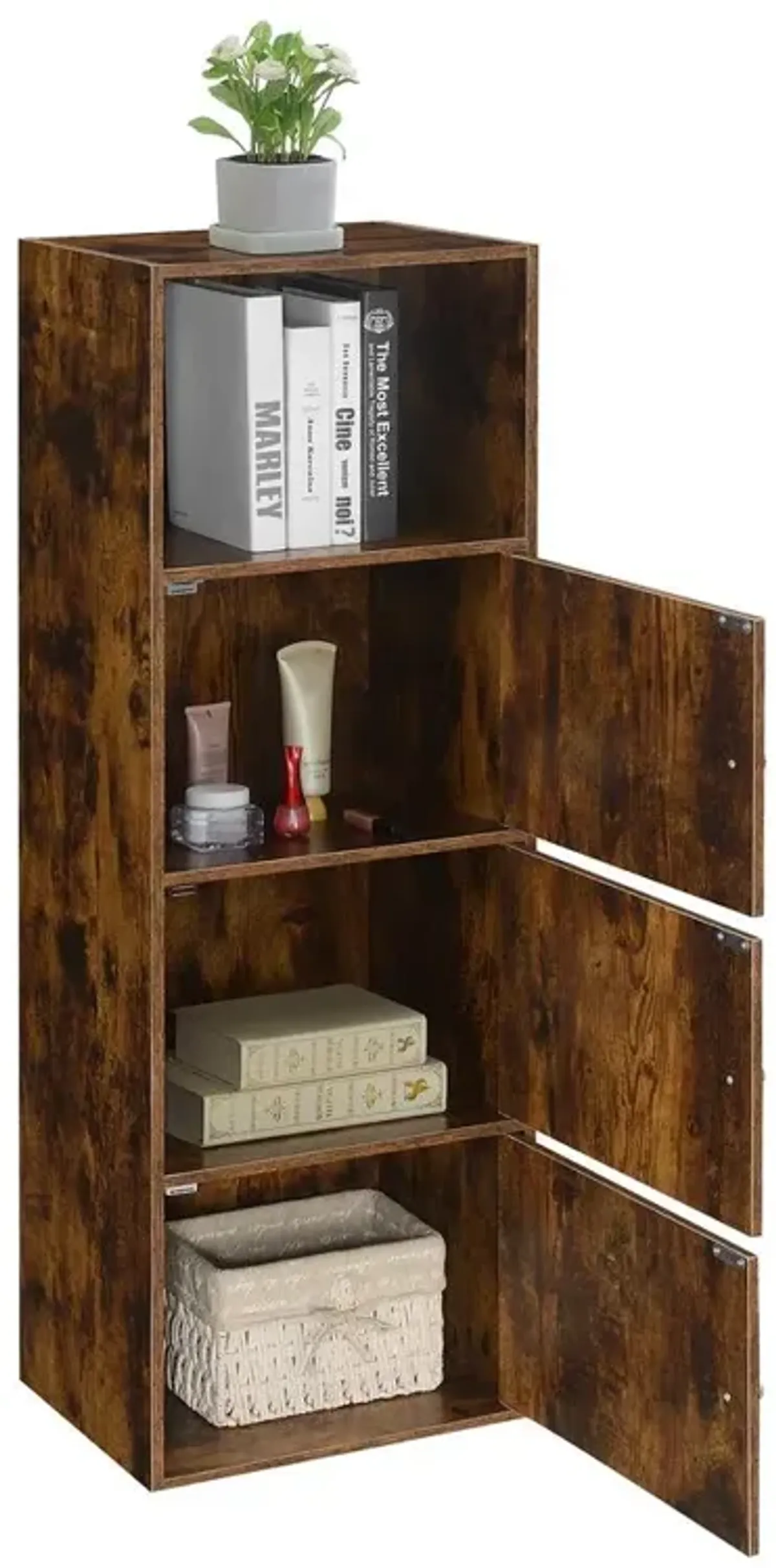 Convenience Concepts Xtra Storage 3 Door Cabinet with Shelf, Brown