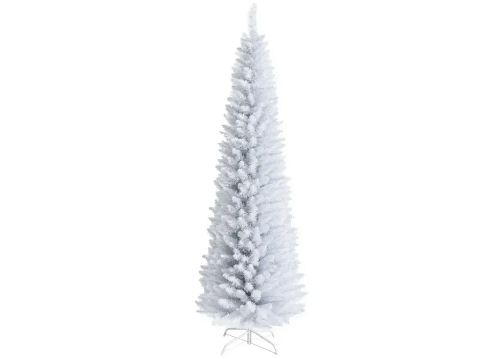 Slim Artificial Christmas Pencil Tree with PVC Needles and Folding Metal Stand