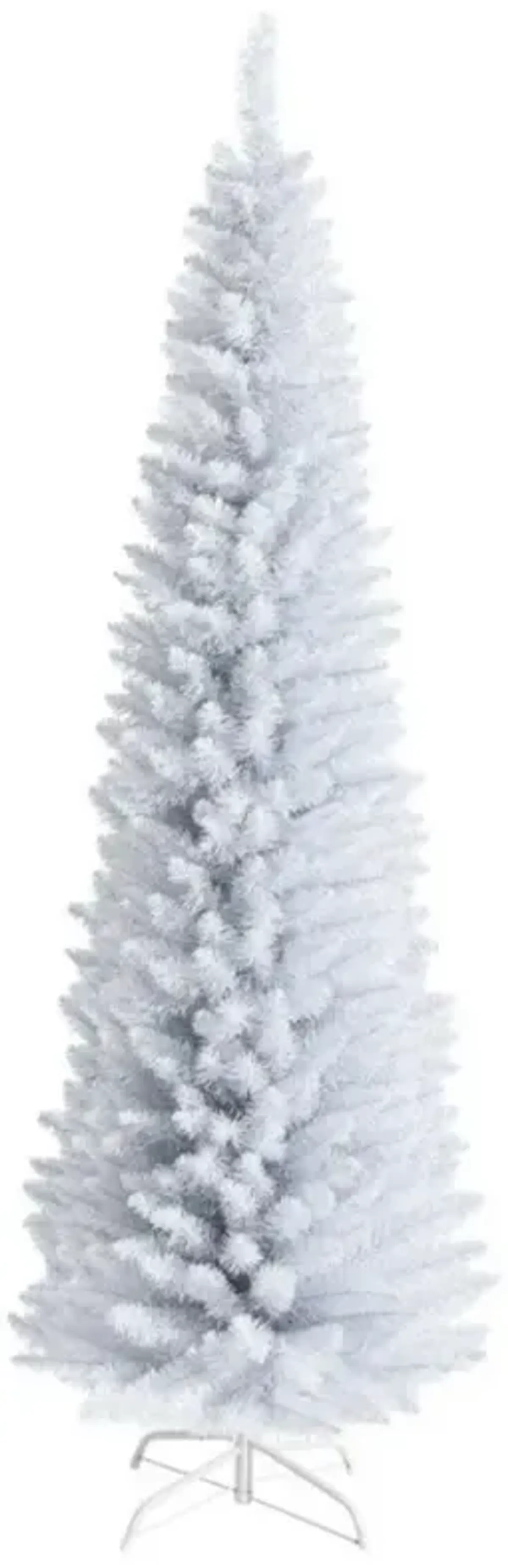 Slim Artificial Christmas Pencil Tree with PVC Needles and Folding Metal Stand