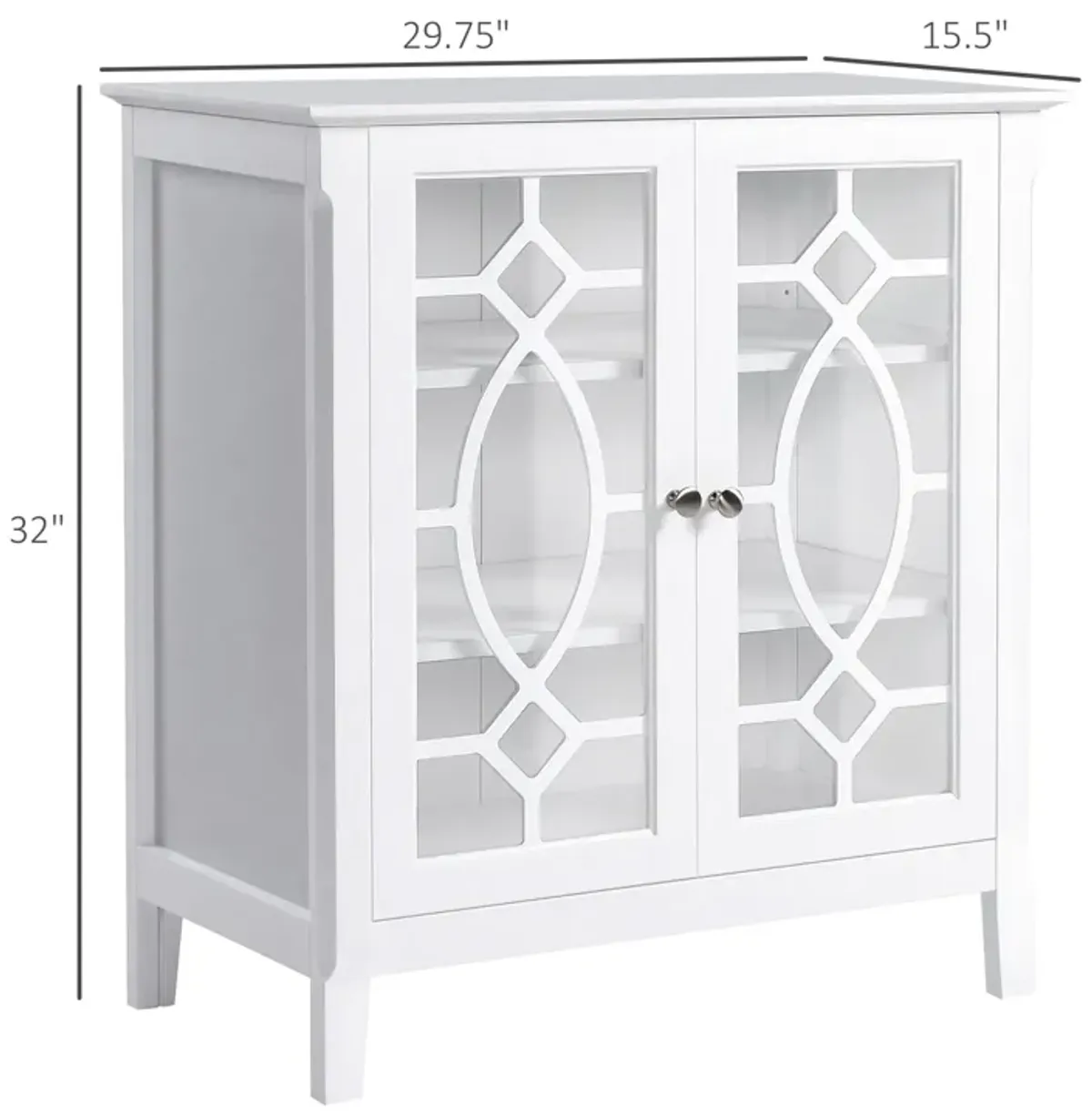 HOMCOM Sideboard Buffet Cabinet, Kitchen Storage Cabinet, Glass Door Accent Cabinet with Adjustable Shelves, White