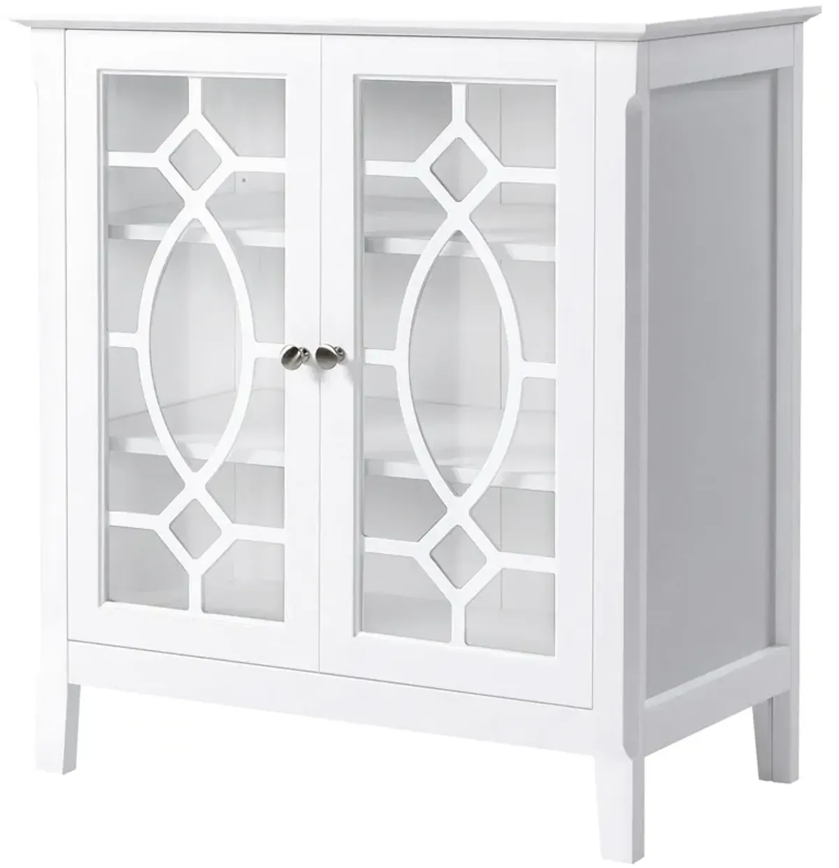 HOMCOM Sideboard Buffet Cabinet, Kitchen Storage Cabinet, Glass Door Accent Cabinet with Adjustable Shelves, White