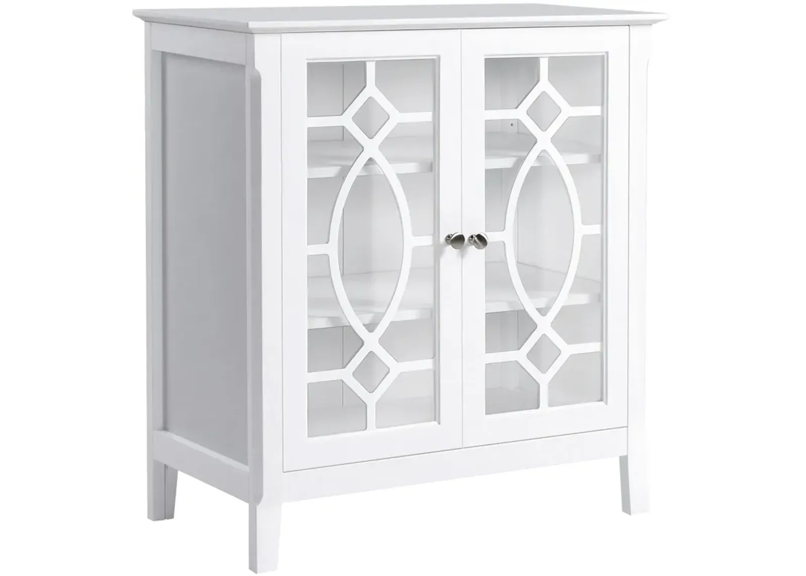 HOMCOM Sideboard Buffet Cabinet, Kitchen Storage Cabinet, Glass Door Accent Cabinet with Adjustable Shelves, White