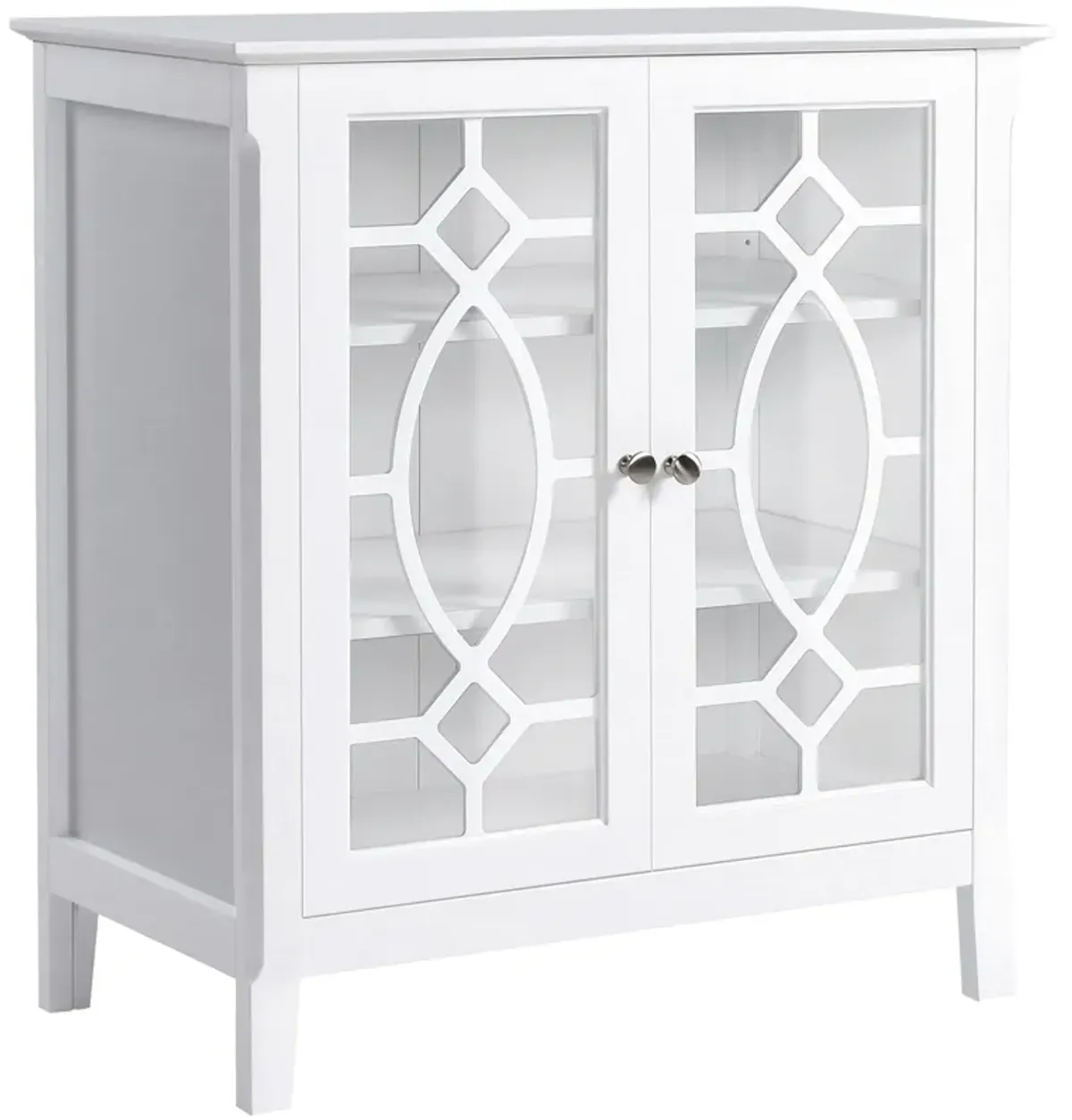 HOMCOM Sideboard Buffet Cabinet, Kitchen Storage Cabinet, Glass Door Accent Cabinet with Adjustable Shelves, White