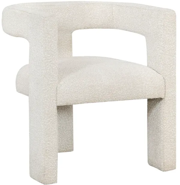 Hellen Accent Side Chair, Fully Upholstered in Soft White Boucle Fabric - Benzara